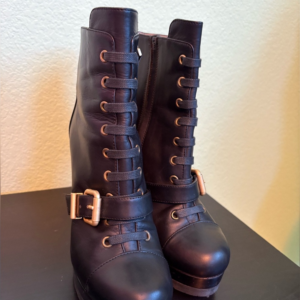 Fendi Black Leather Ankle Boots